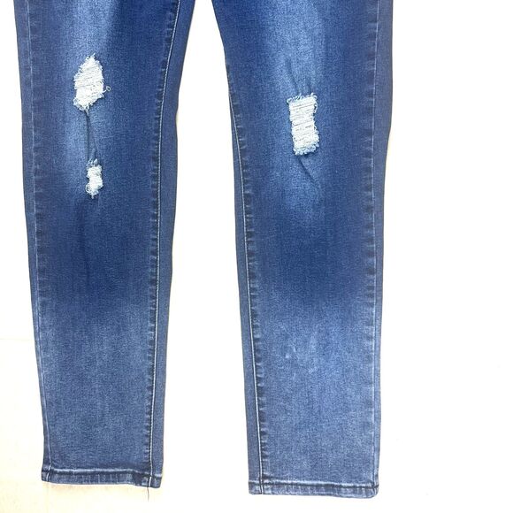 Bamboo Womens Distressed Straight Mid Rise Blue Denim Jeans Size 16 - Picture 2 of 16